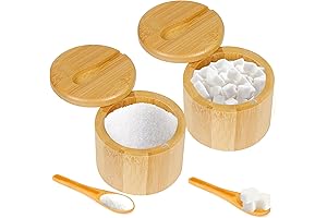 Bamboo Sugar Bowl with Magnetic Lid, Elegant Square Sugar Container for Sugar,...