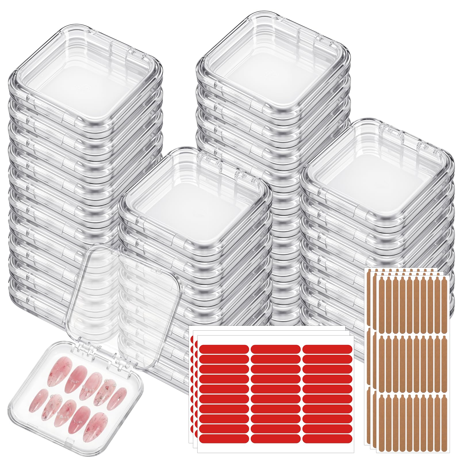 48 Sets Press On Nail Storage Box Clear Artificial Nail Display Case