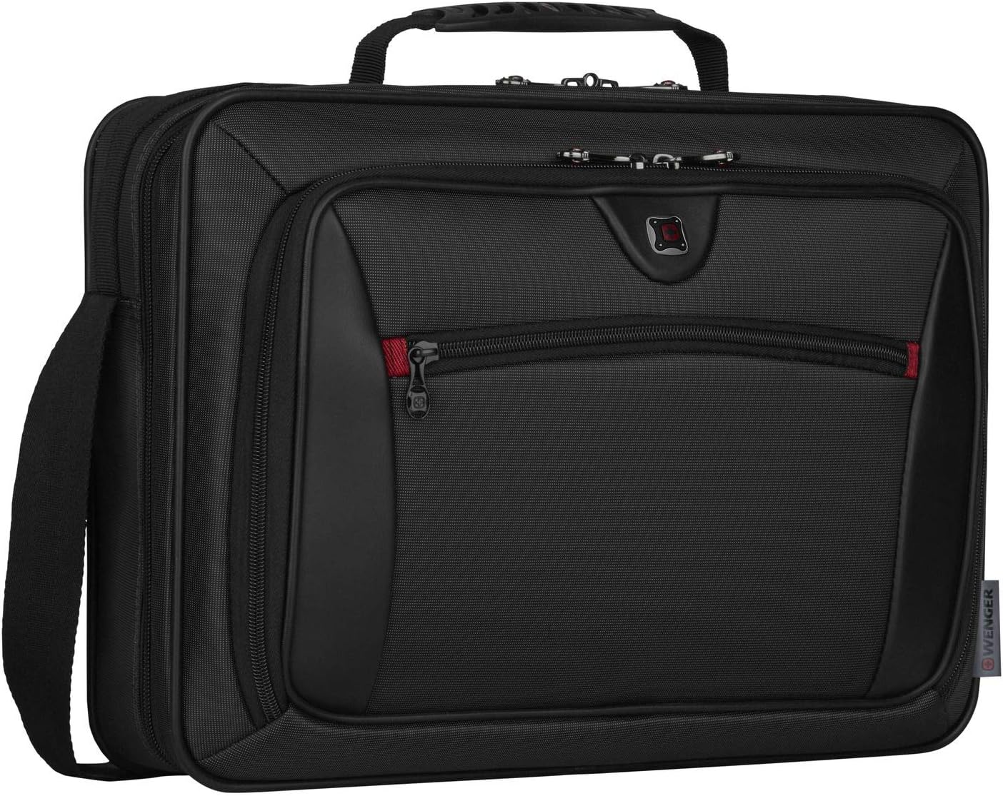 Wenger Insight 15.6" Laptop Case, Checkpoint‑Friendly Padded Laptop & Tablet Compartments, Essentials Organizer, Quick‑Access Pocket, Tear‑Resistant Shoulder Strap, Black