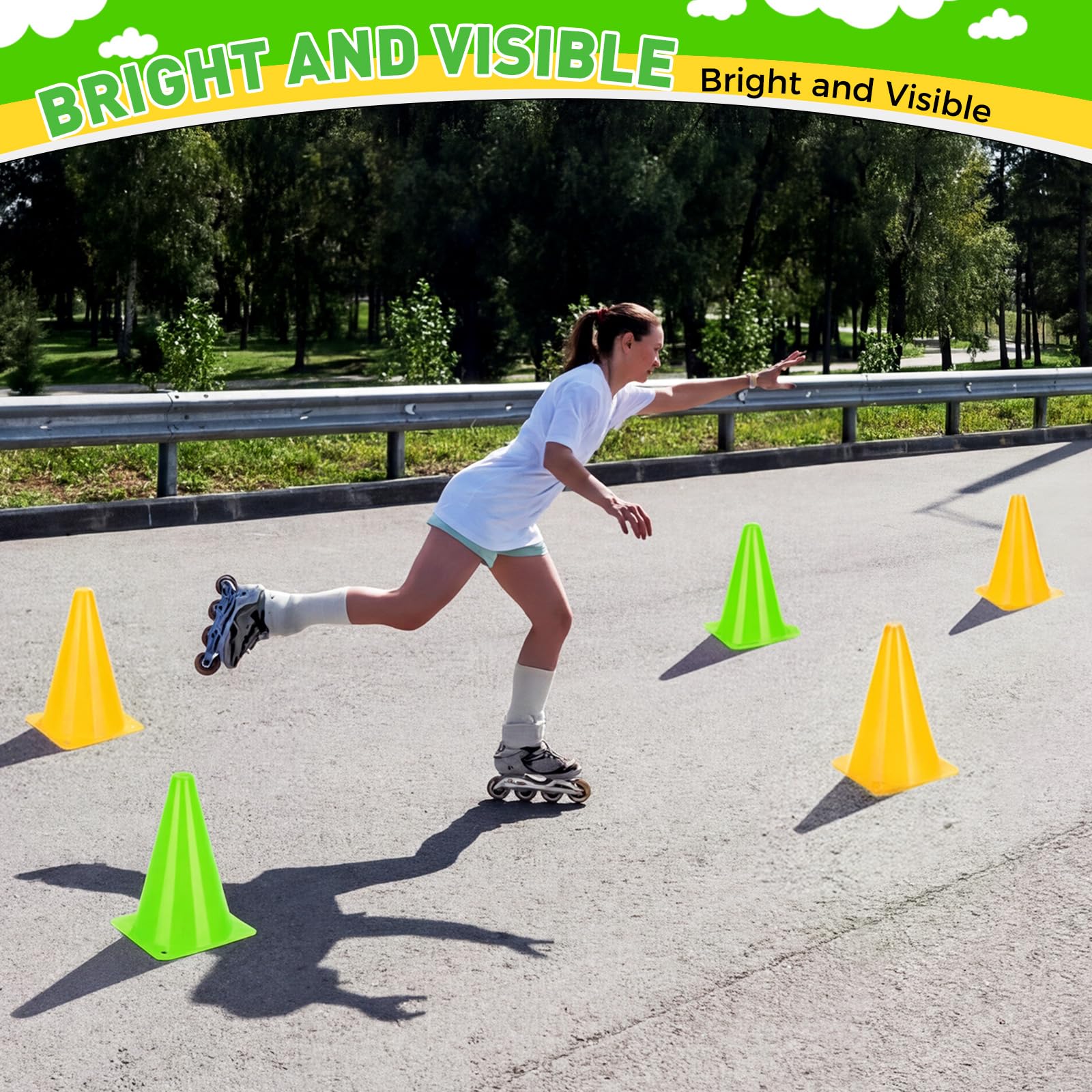 Reginary 40 conos pequeños de 7 pulgadas para deportes, fútbol, bicicleta, obstáculos, obstáculos, bloqueo de tráfico, para deportes, patinaje, actividades en interiores y exteriores, construcción