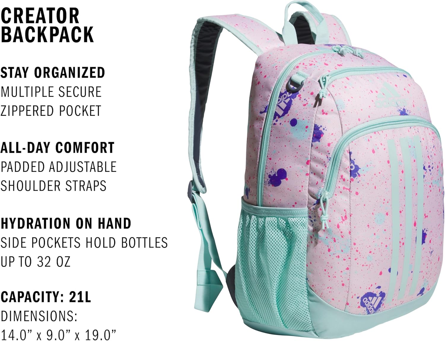 adidas Creator School Backpack for Girls & Boys — Durable Bookbag - Image 2