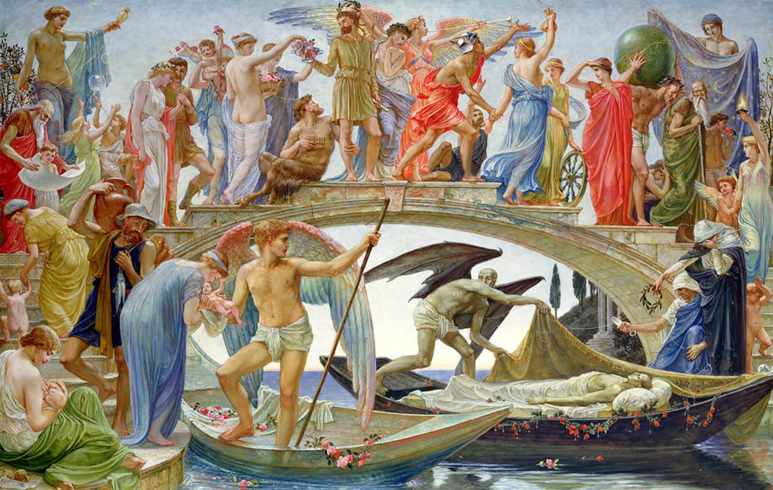 ARTXLXXBN Famous Art Print Poster Vintage Wall Art the Bridge of Life by Walter Crane Canvas Art Poster for Home Decor 60x90cm