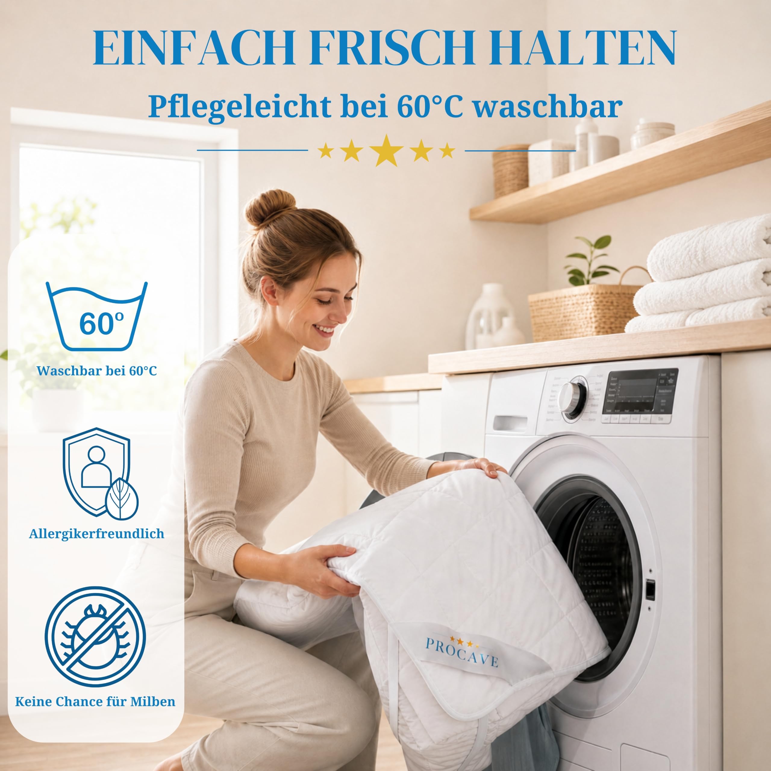 PROCAVE weiches Unterbett aus 100% Baumwolle, atmungsaktiver Matratzen-Schoner, hochwertige Matratzentopper, Matratzen-Auflage 140x200 cm