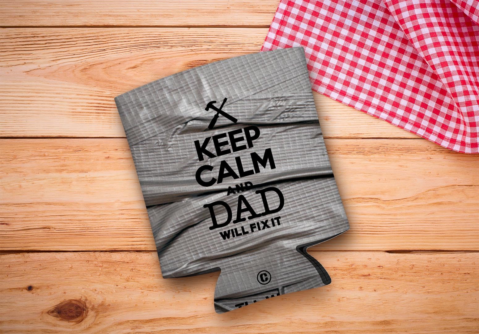 Funny Beer Coolie Keep Calm Dad Will Fix It Father's Day Gift for Dad or Grandpa 2 Pack Can Coolie Drink Coolers Coolies Duct Tape