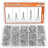 Vista 13 de Juego de 250 tornillos para madera Phillips Pan Head Autorroscantes #2 x 1/4" 3/8" 1/2" 5/8" 3/4", kit surtido de 250 tornillos autorroscantes