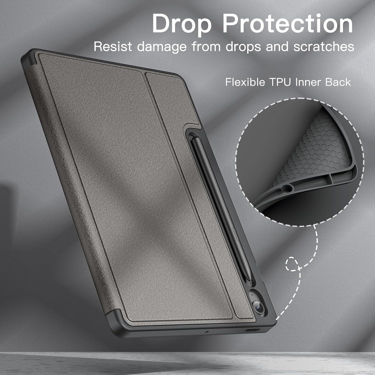 JETech Case for Samsung Galaxy Tab S10 FE Plus/S10 FE+ 13.1-Inch with S Pen Holder, Slim Folio Stand Protective Tablet Cover, Multi-Angle Viewing (Grey)