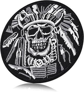 FANCIBAND Native Indian Skull 3 Inch Embroidered Iron On Patch