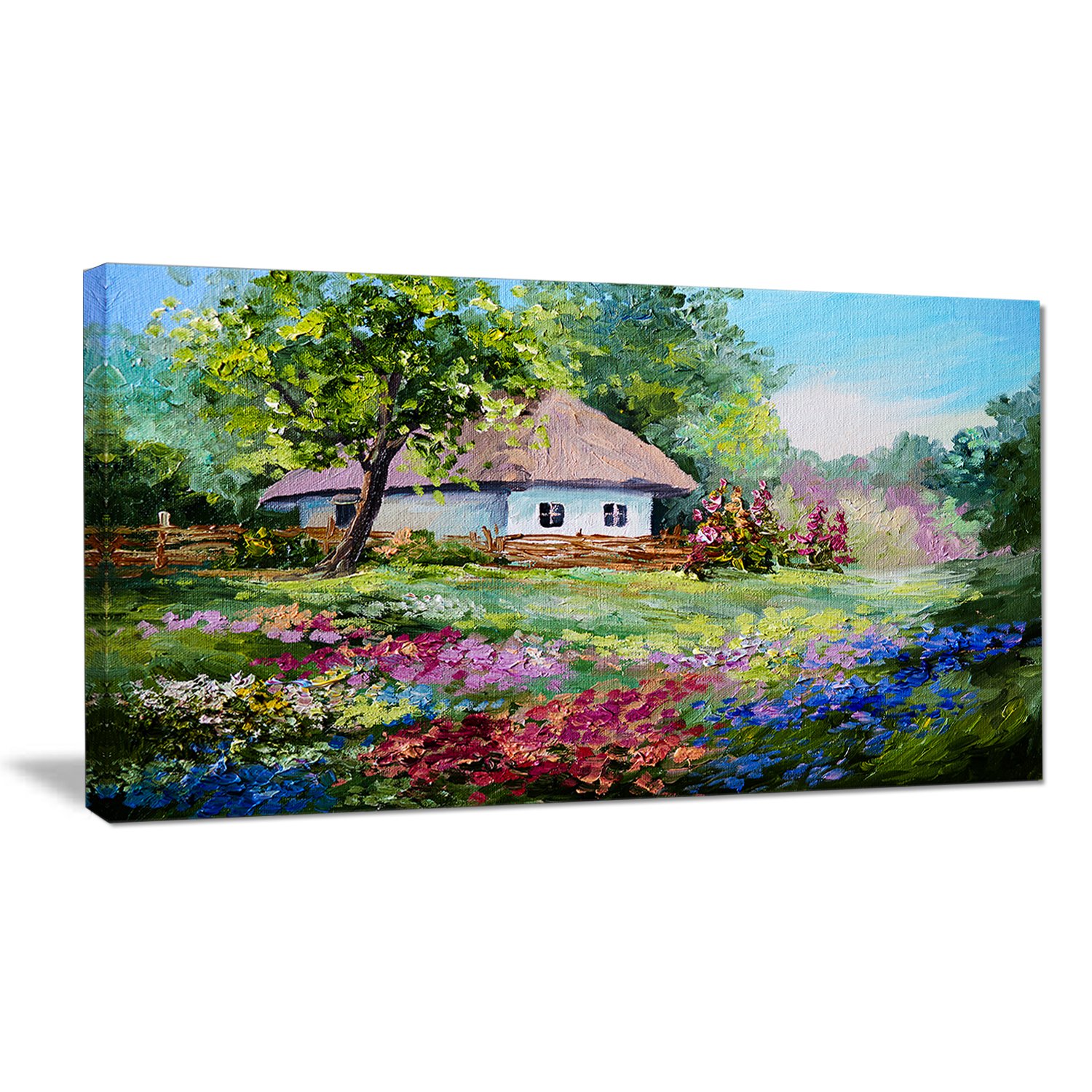 Designart House in The Village Oil Painting-Landscape Metal Wall