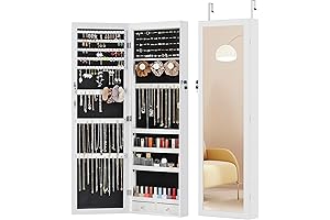 Sweetcrispy Jewelry Armoire with 6 LED Lights and Full-Length Mirror