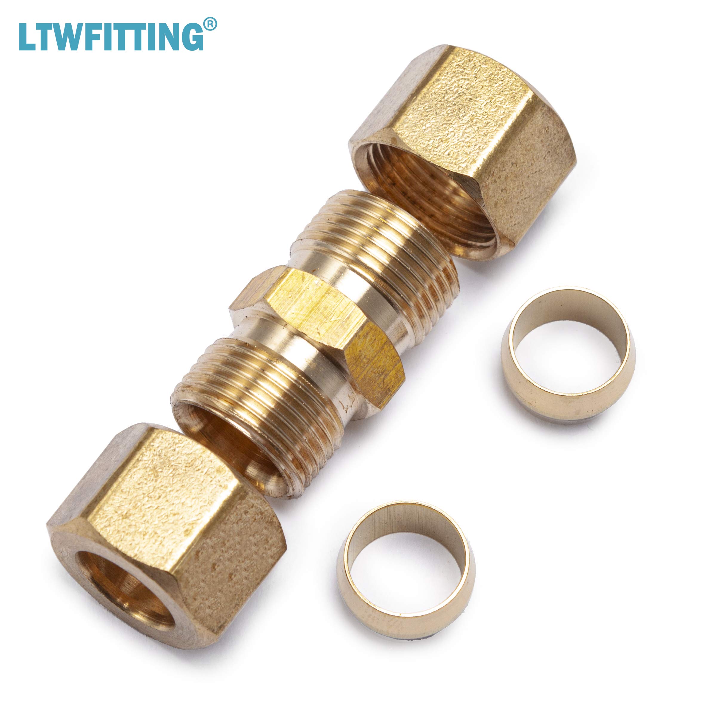 LTWFITTING Raccordo a compressione OD da 3/8 pollici, raccordo a compressione in ottone (confezione da 200)
