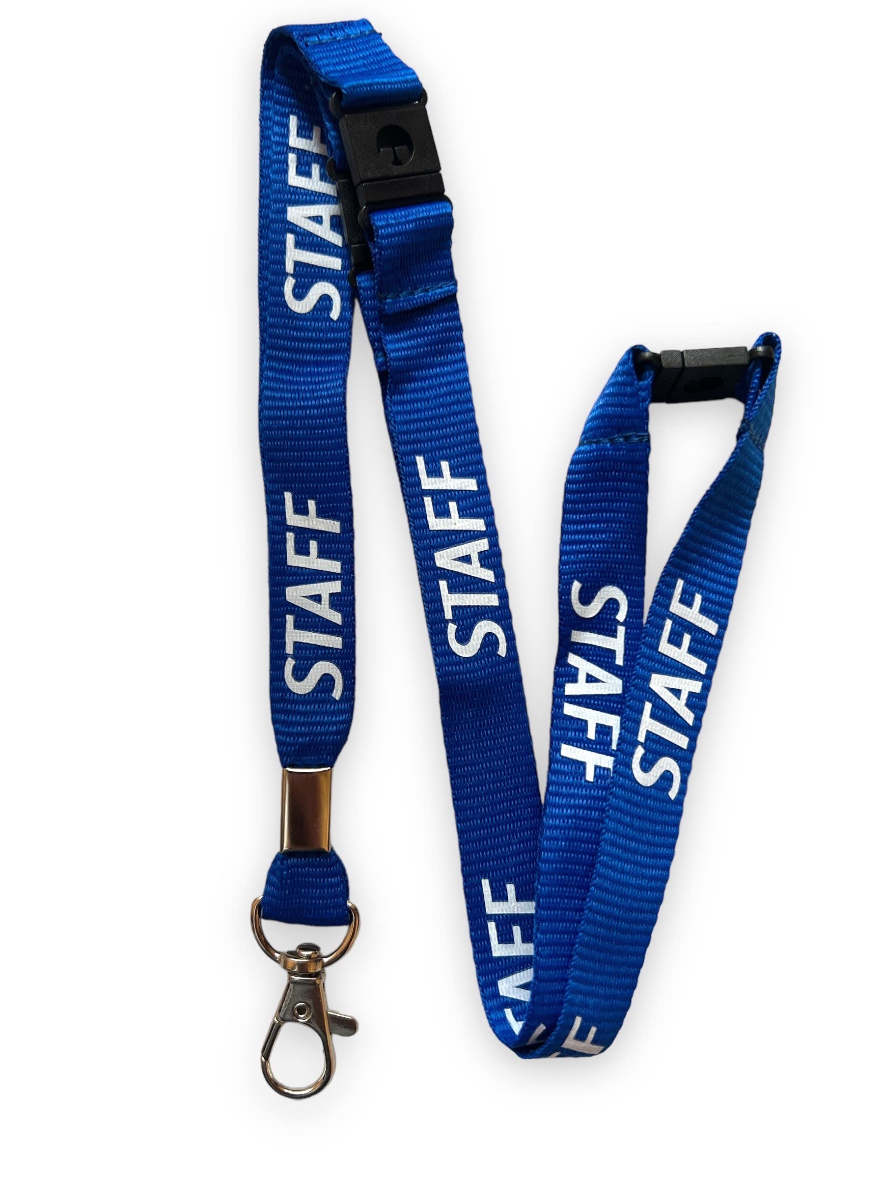 PAC Supplies Global 15mm Colourful STAFF Printed Neck Lanyard With 3 Point (Triple) Safety Breakaway (Blue, 10) — image 1