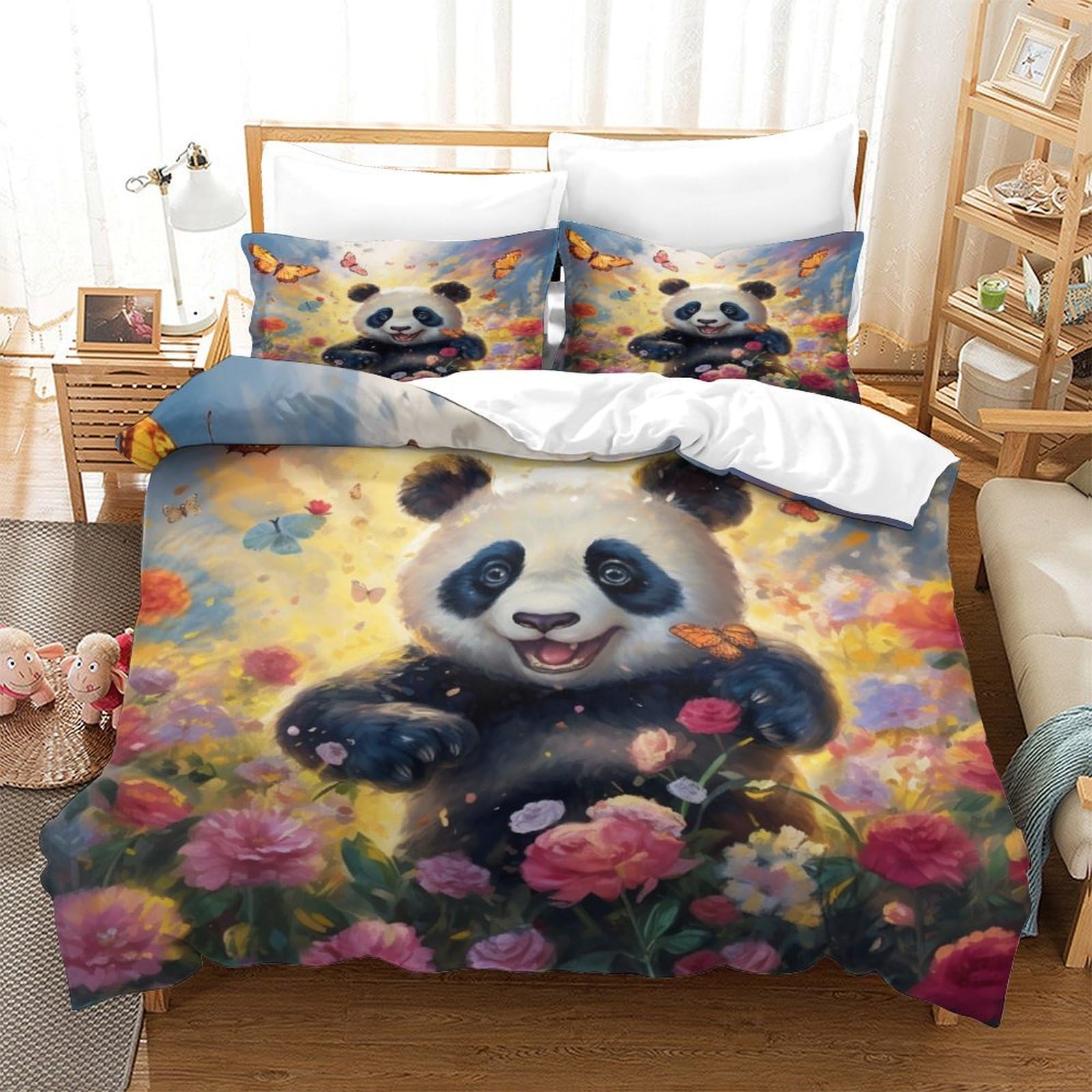 Housse de couette panda super king size pour un sommeil cocooning et réconfortant