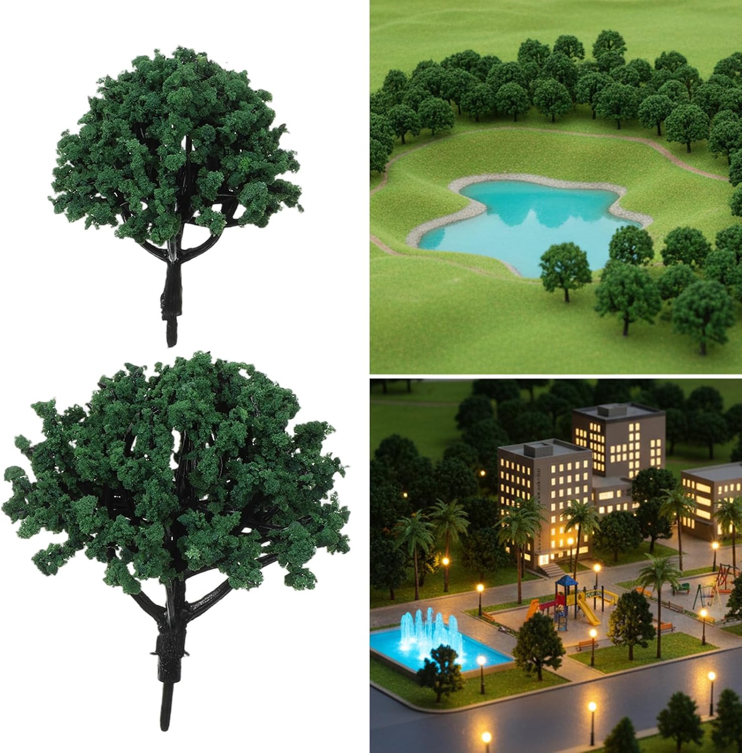20 PCS Model Trees Miniature Trees for Crafts Train Scenery Architecture Tree Fake Tree N Scale Faux Plants for DIY Crafts, Building Model, Scenery Landscape Natural Green