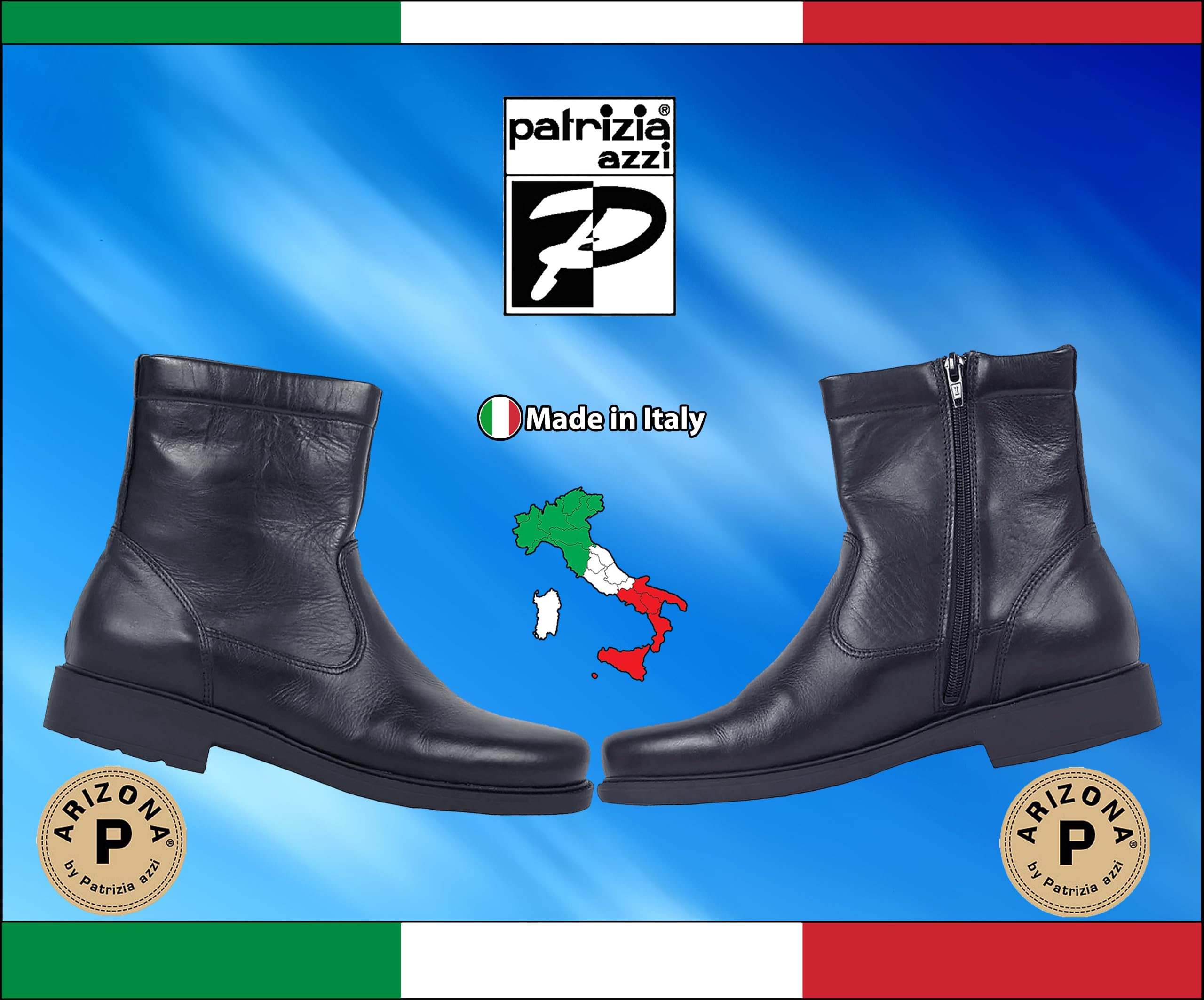 Generico Stivaletti in Vera Pelle per Uomo, Patrizia Azzi, Linea Arizona Art.90299 100% Made in Italy