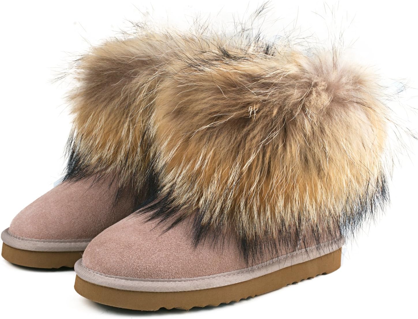 AUSLAND Genuine Suede Waterproof Boots for Women Furry Fur Winter Ankle Short Boots Warm Fluffy Snow Boot 99251 - Image 2