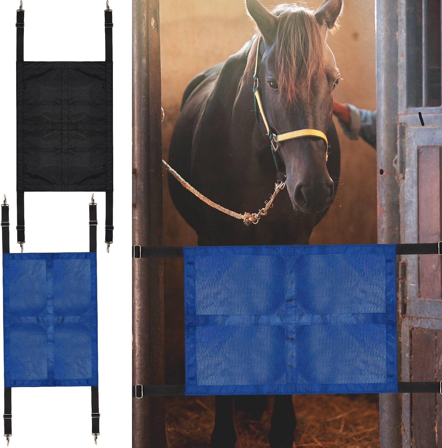Dunzy 2 Pcs Horses Stall Guard with Adjustable Straps and