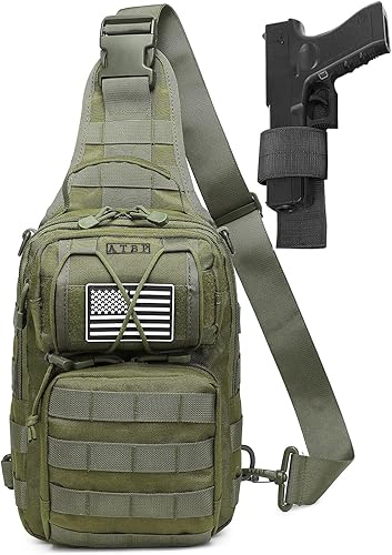 ATBP Mochila Táctica de Bandolera para Hombres, Mochila Militar de Una Correa para el Hombro, Bolsa Cruzada con Funda de 10 Litros, Verde militar