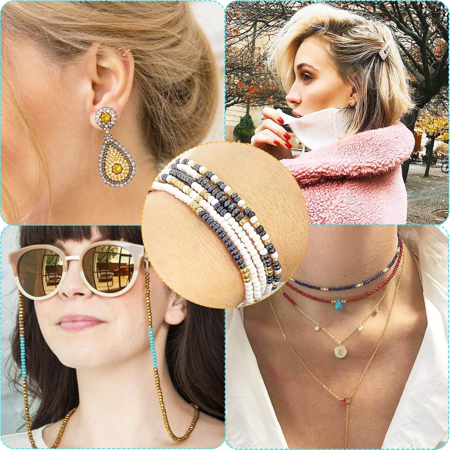 10000pcs Dark Silver Glass Seed Beads Bulk, 2mm 12/0 Tiny Small Waist Spacer Seed Beads for Bracelets, Necklace, Jewelry Making DIY Craft Projects with Tweezers - Image 6