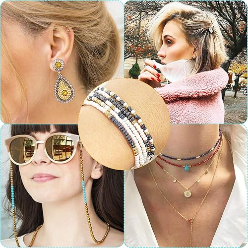 Miniatura 6 de Abalorios de semilla Yholin hechos de cristal a granel, colores metálicos acabado mate