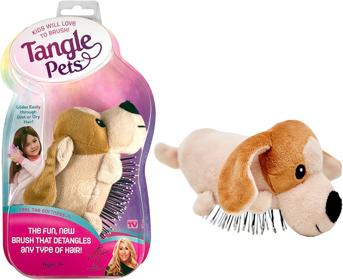 PEPPER THE PUPPY- The Detangling Brush in a Plush, Great for Any Hair Type, Removable Plush, As Seen on Shark Tank