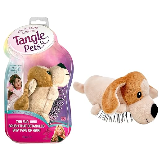 Tangle Pets PEPPER THE PUPPY The Detangling Brush in a Plush, Great for Any Hair