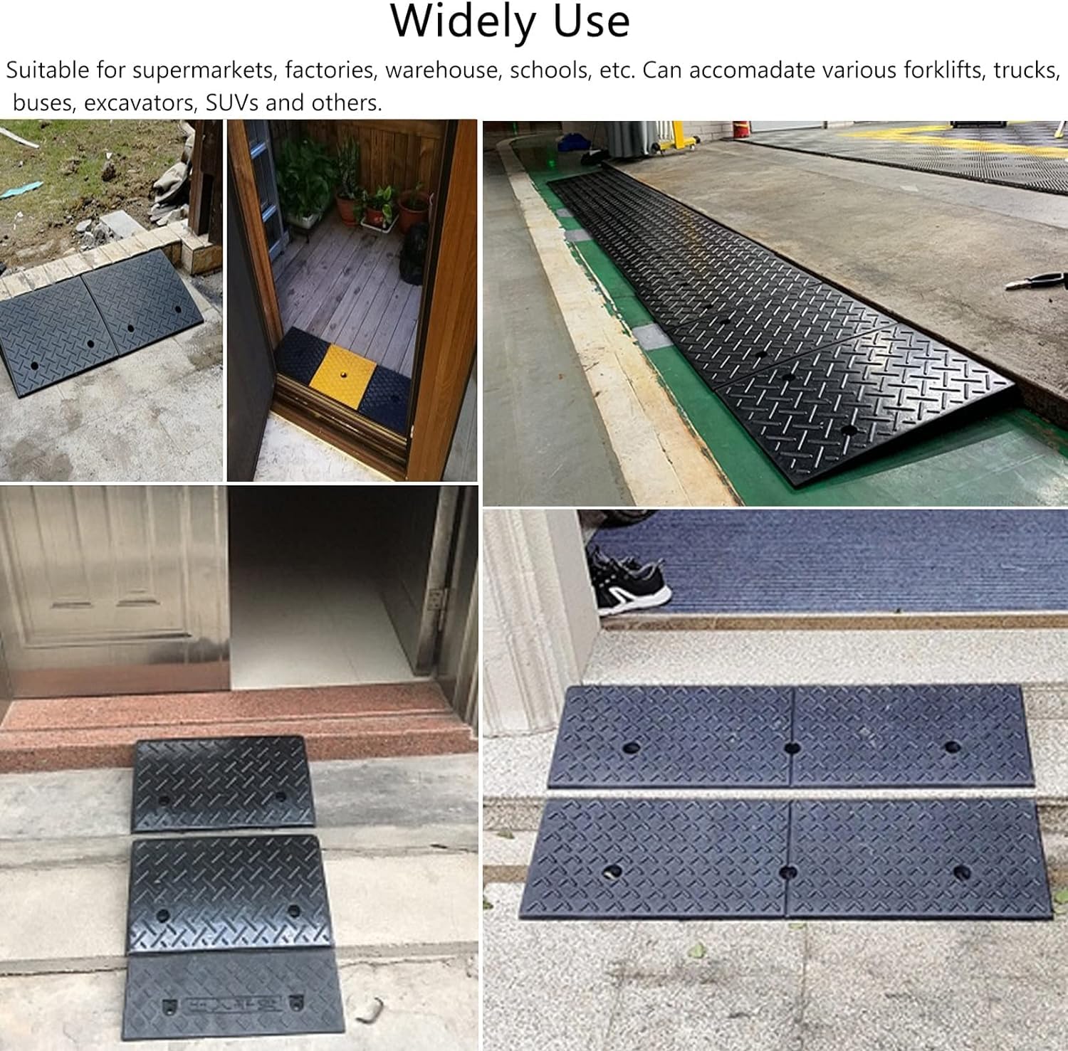 Rampy podjazdowe do samochodów niskoprofilowych, gumowe rampy progowe do drzwi dla wózków inwalidzkich, zewnętrzne rampy wejściowe do skuterów spacerowych do drzwi tarasowych(Size:50x38x15cm)