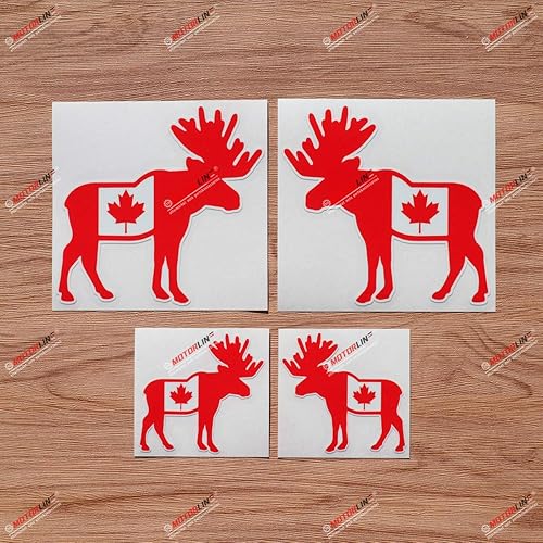 Pegatina de vinilo con diseño de bandera de Canadá de alces canadienses, imagen de espejo invertida, 2 pares brillantes, 3.0in, 5 pulgadas, para Pegatina de vinilo con diseño de bandera de Canadá de alces canadienses, imagen de espejo invertida, 2 pares brillantes, 3.0in, 5 pulgadas, para