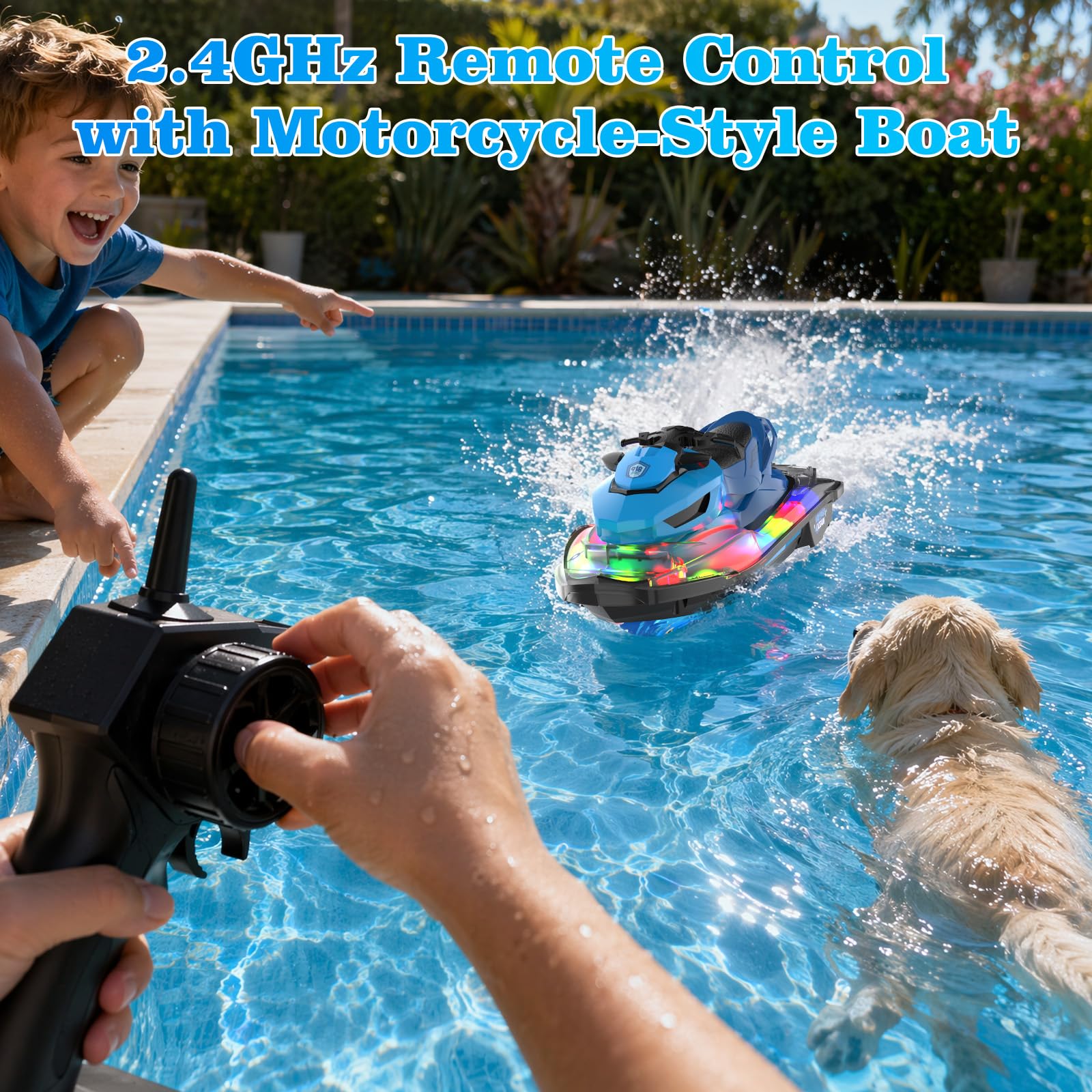 Barca RC, Barca Radiocomandata Per Bambini & Adulti, Barche RC Per Piscina E Lago, Barche Acquatiche Con Luci LED, Nave RC Elettrica Con Batteria Ricaricabile, Regalo Per Ragazzi, Ragazze