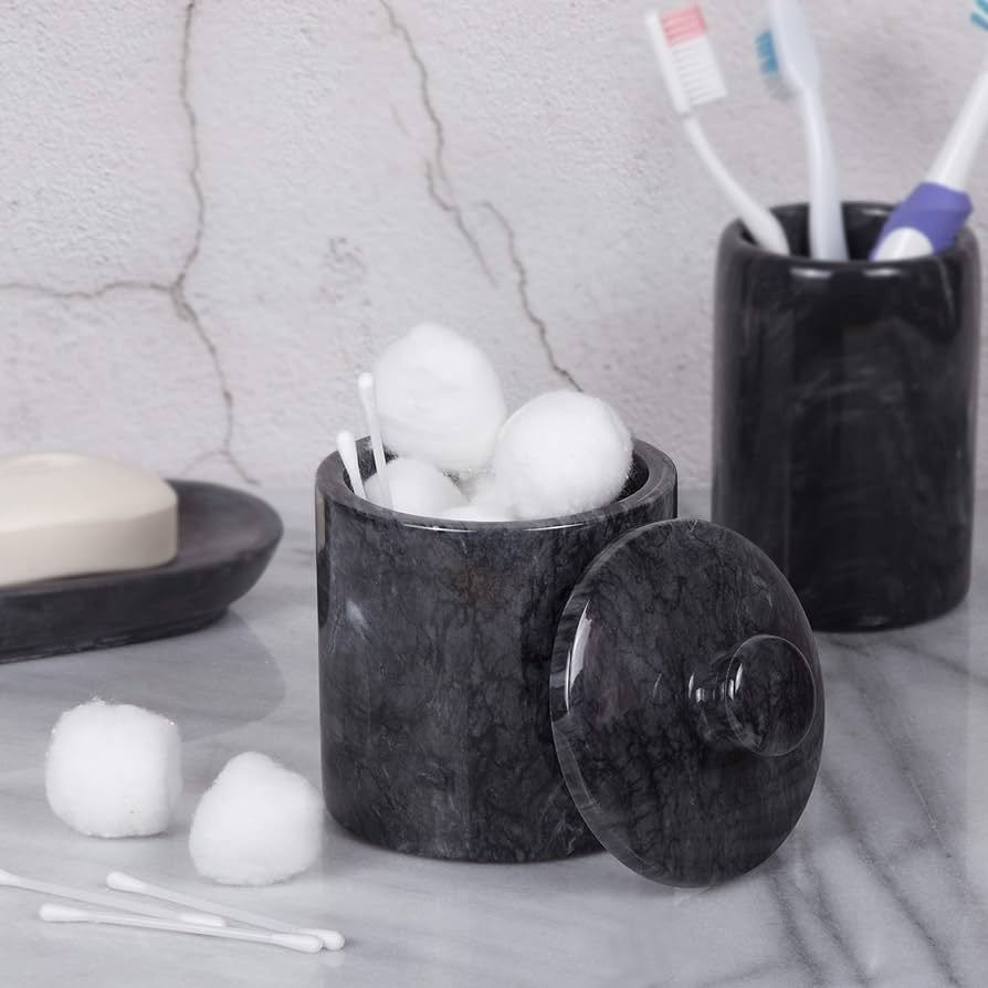 ブラックマーブル スパコレクション コットンボールホルダー Amazon.co.jp: Creative Home ブラックマーブル スパコレクション