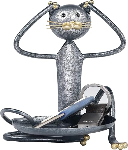 Miniatura 7 de TIMSURE Quemador de incienso de hierro hecho a mano para meditación, yoga, spa, práctico colector de cenizas, decoración del hogar (azul gris)