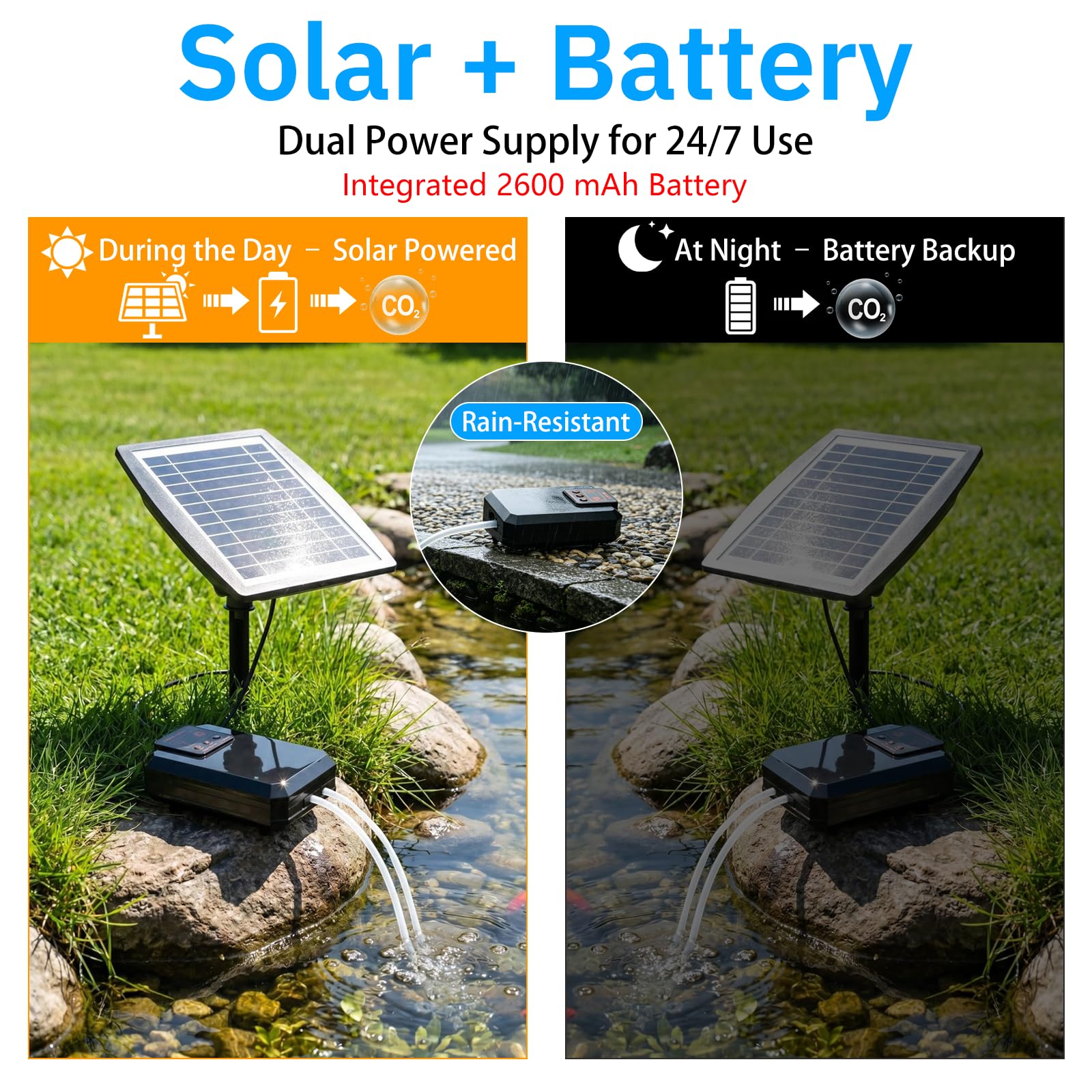 Aeratore solare per laghetto, Pompa di Ossigeno Solare, 3 W, Tubo da 3 M, IPX5, Silenziosa, per Laghetti da Giardino, Cisterna Idroponica, Acquario, Laghetto per Pesci