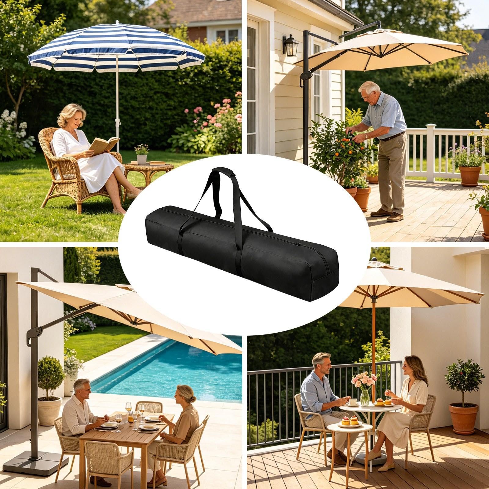 Fodera per ombrellone da patio Resistente E Robusto Portatile Con Cerniera