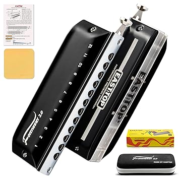EAST TOP Updated FORERUNNER 2.0 without valves Chromatic Harmonica 12-Hole 48 Tones C Key Chromatic Mouth Organ Harmonica for Adults,Beginners and Students - image, photos