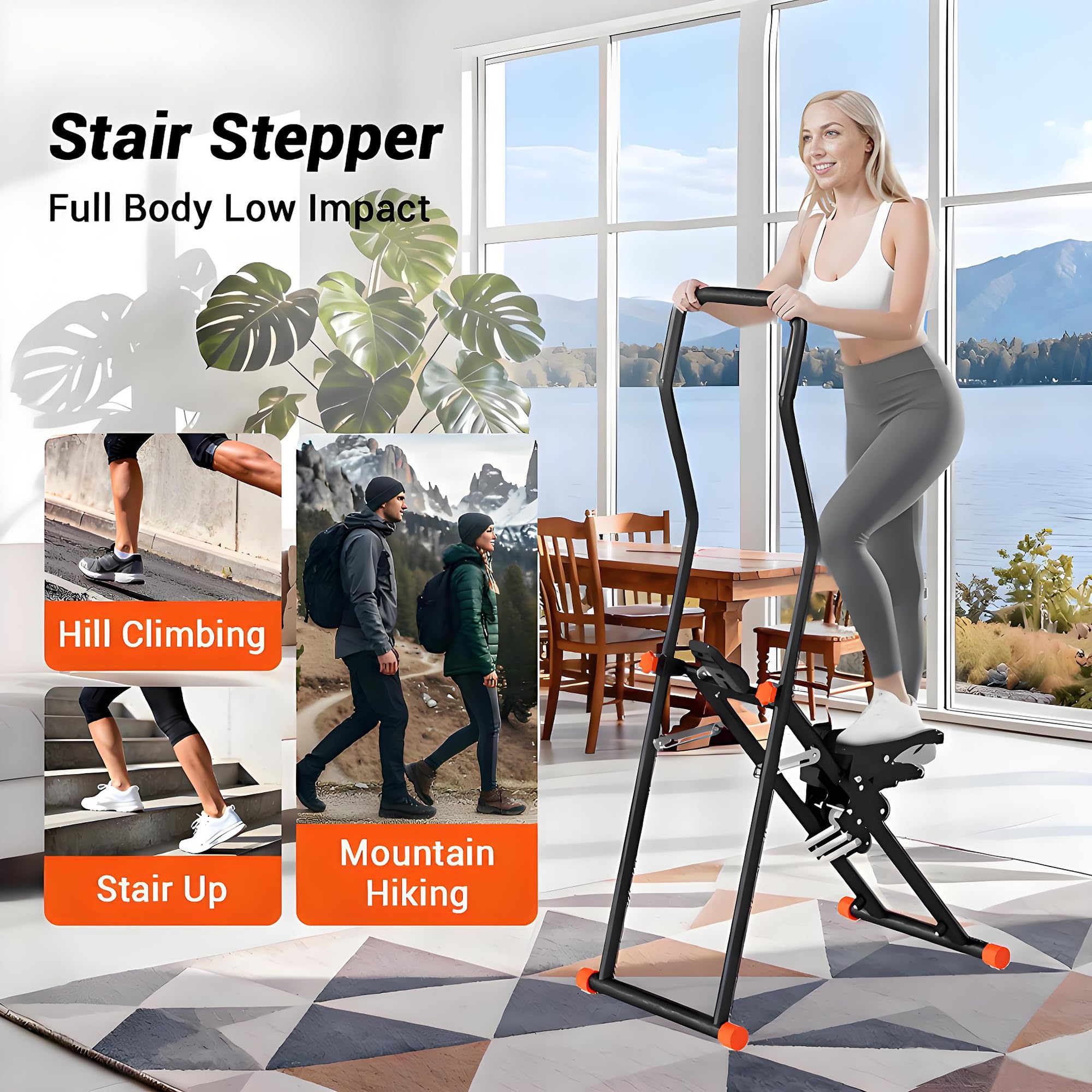 2026 Stair Stepper Home Fitness, Faltbares Treppensteiger mit 3 Stufen Widerstand, 110kg Tragkraft & Verstellbaren Lenker/Pedale, Ganzkörper-Workout Vertical Climber mit LCD-Display für Zuhause/Büro