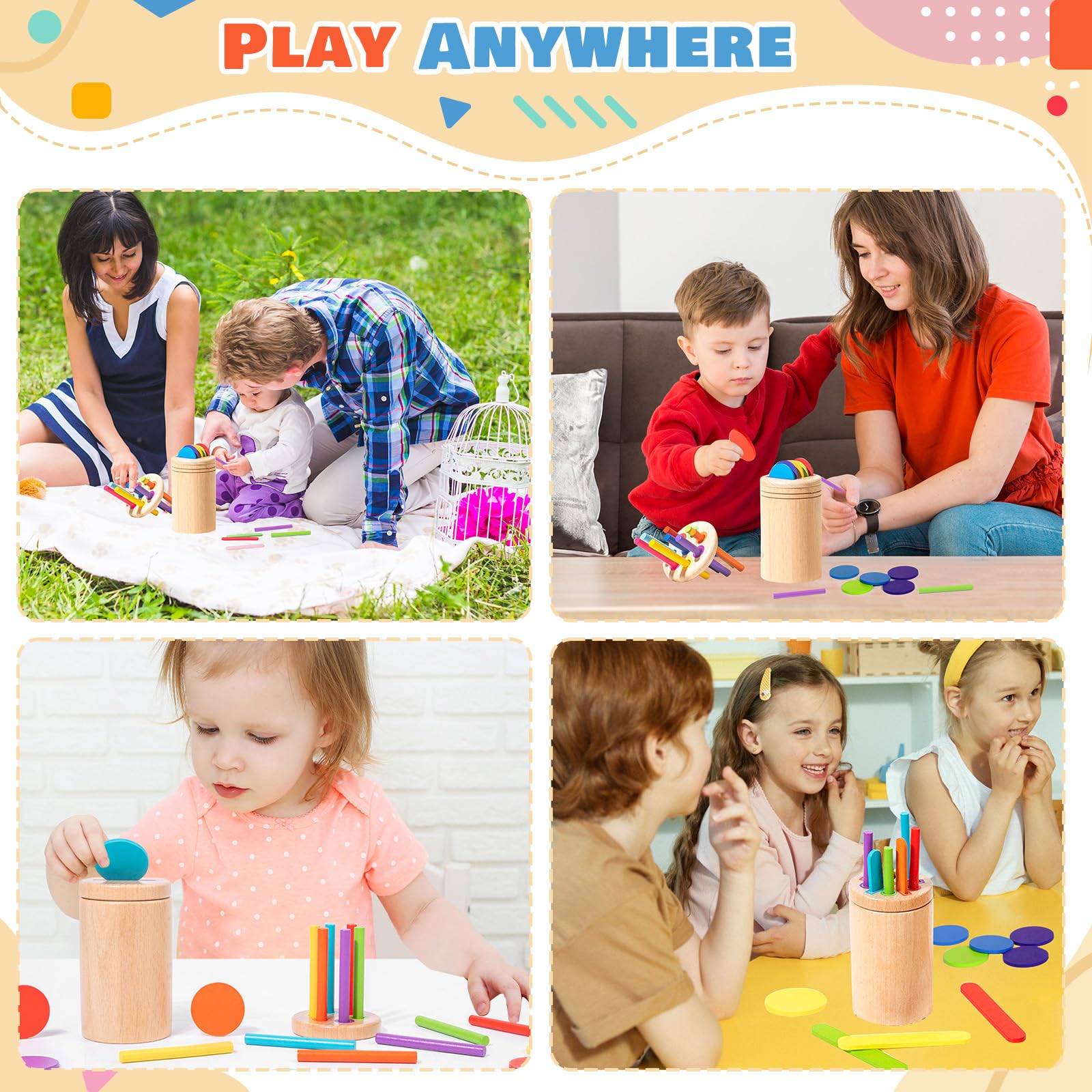 Montessori zabawka od 1 roku życia, 3 w 1, zabawka Montessori od 1, 2, 3 lat