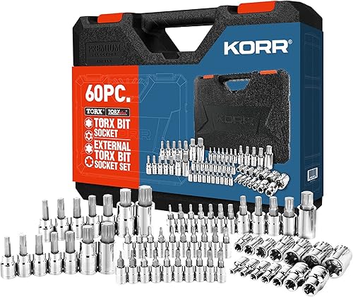 KORR Herramientas KSS008 60pc Torx Bit Socket y Torx Externo Set