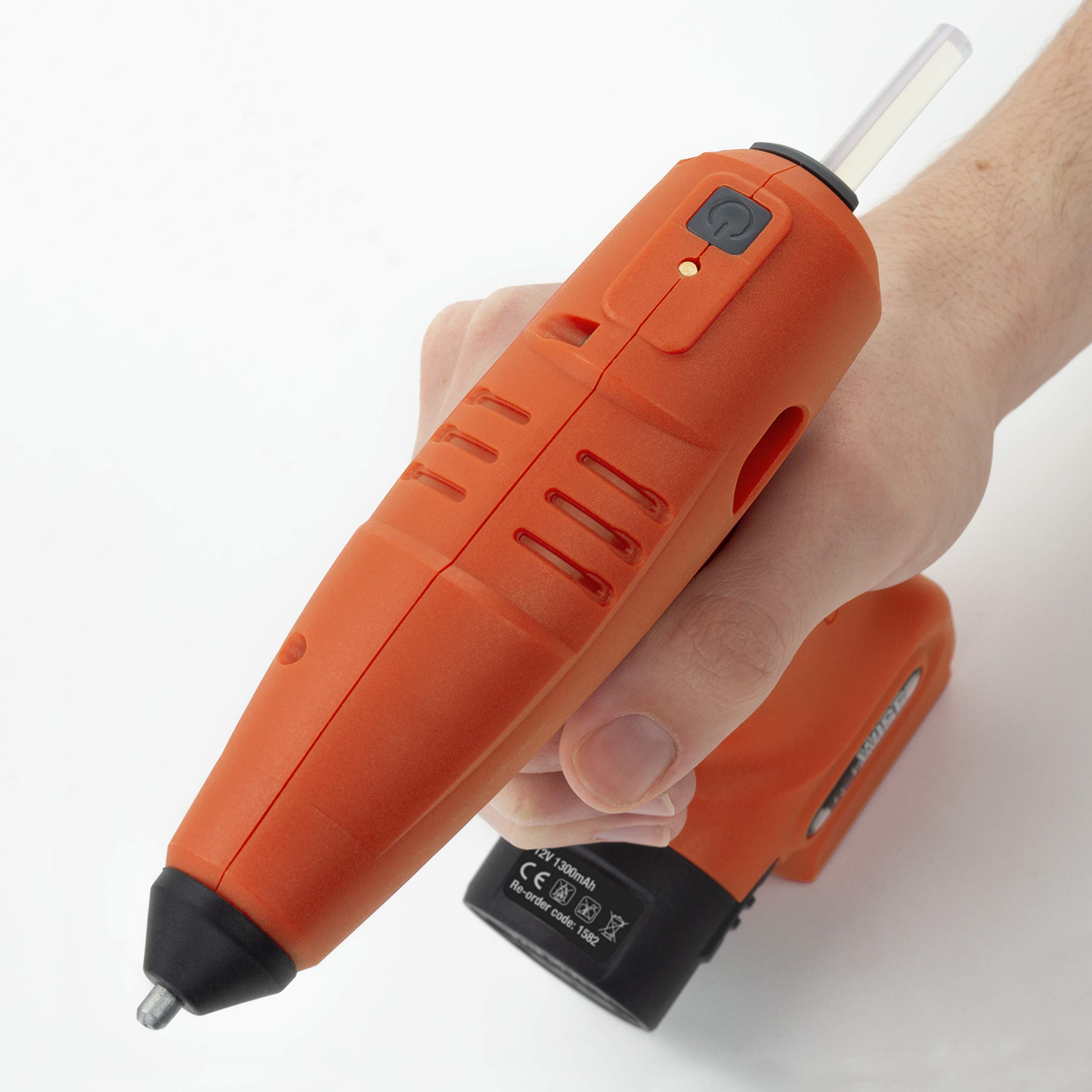 Tacwise 1560 H12-7 Pistola de Silicona Caliente a Batería de 12V | Incluye 30 Barras de Pegamento y Funda de Neopreno