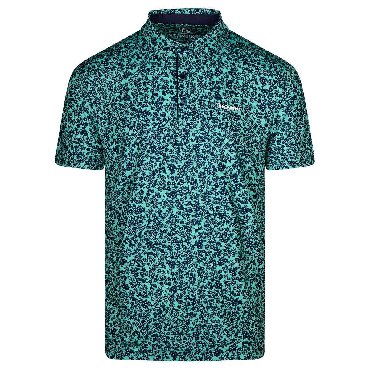 Stromberg Men's Mint/Navy Lambourne Floral Golf Polo Shirt - Large