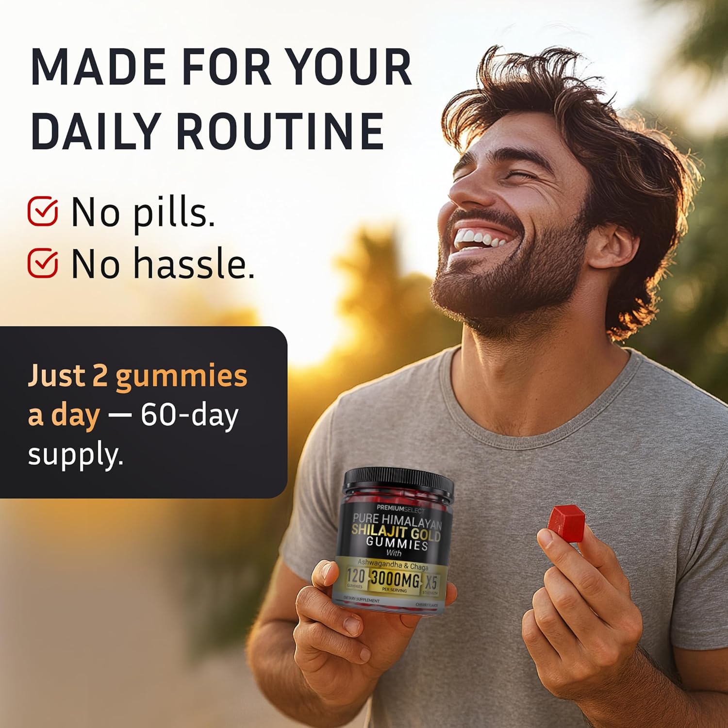 Shilajit Gummies for Men 3000mg – 120 Gold Shilajit for Men Gummies Sugar Free with Fulvic Acid – Natural Energy, Vitality & Stamina Support Chewable – Pure Himalayan Shilajit Gummy Chews - Image 6