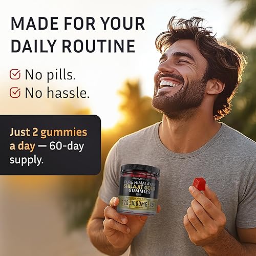 Miniatura 6 de Shilajit - Gomitas para hombres de 3000 mg  120 Shilajit de oro para hombres, gomitas sin azúcar con ácido fúlvico  Energía natural, vitalidad y