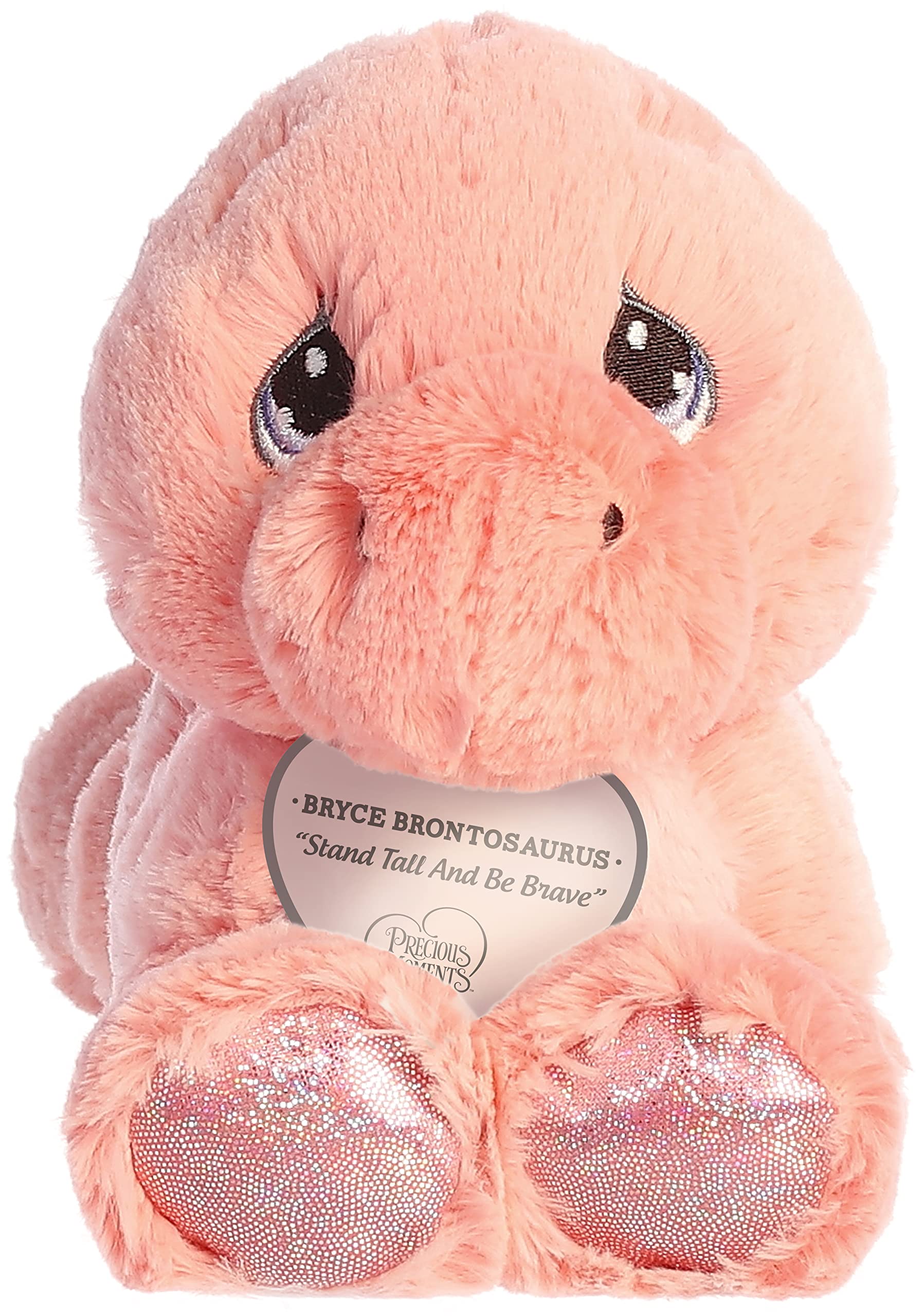 Aurora Inspirational Precious Moments Bryce Brontosaururs Stuffed Animal - Cherished Memories - Enduring Comfort - Pink 8.5 Inches
