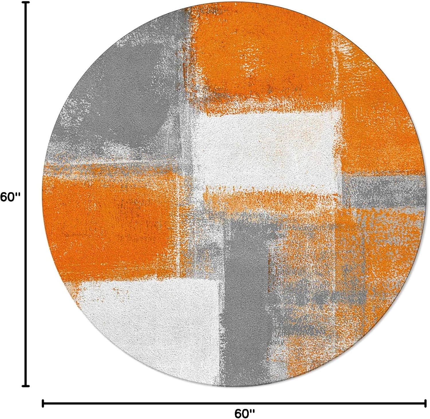 Orange Round Area Rug for Living Room 5 ft Abstract Modern Contemporary Rug Carpet Floor Mat Yoga Mat for Boys Girls Playroom Home Decor 5 ft
