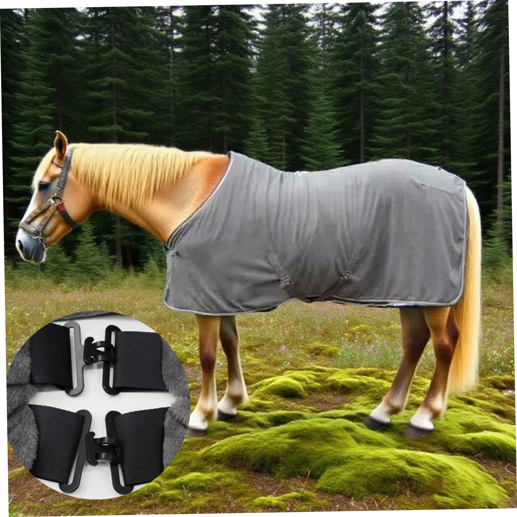 Manta de caballo para invierno de 71x71 pulgadas, mantas de caballo de franela ajustables para clima frío, manta cálida y estable para caballos reales