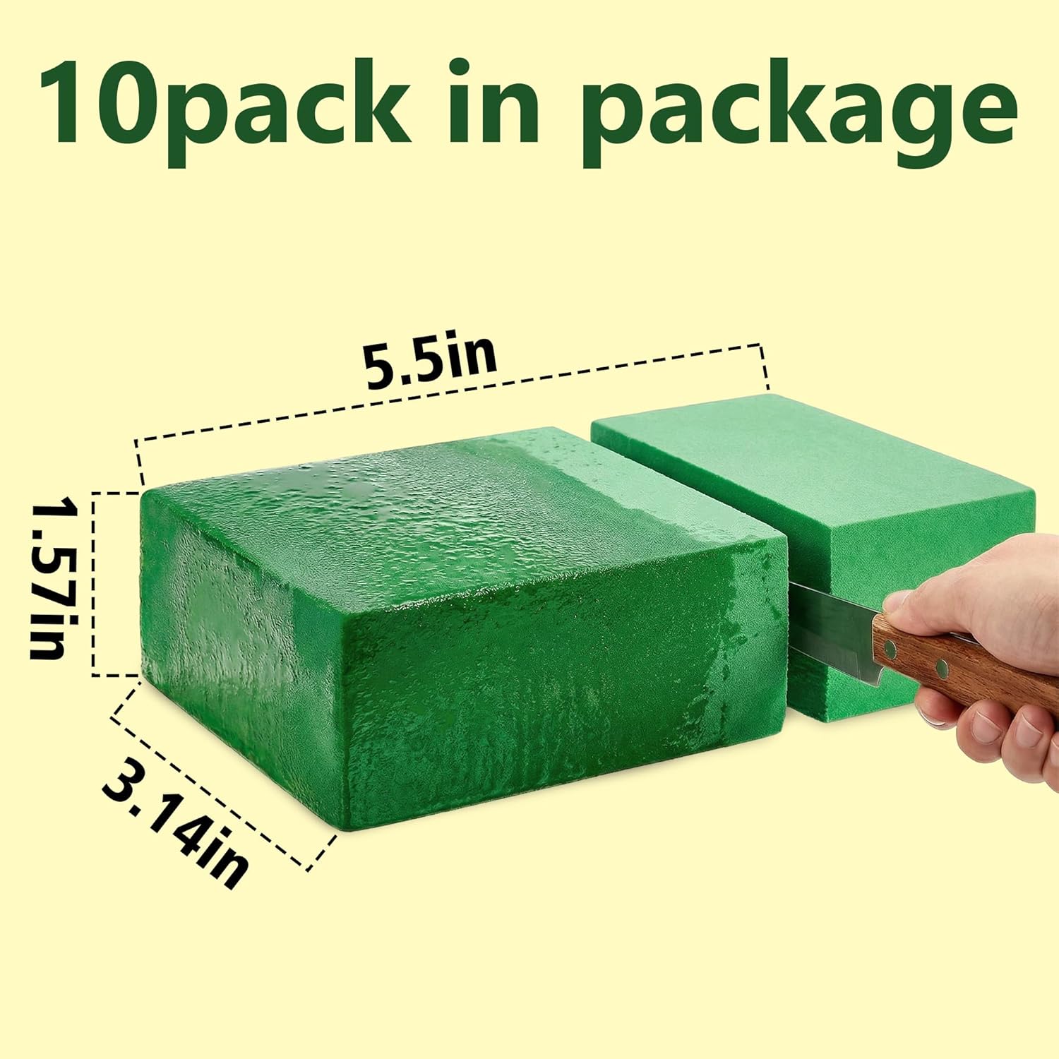 Floral Foam Blocks, Green Plant Foam,Wet & Dry Flower Foam for Fresh and Artificial Flowers,Florist Styrofoam Flower Arrangements Supplies, Decorations for Wedding, Birthdays and Garden (10)