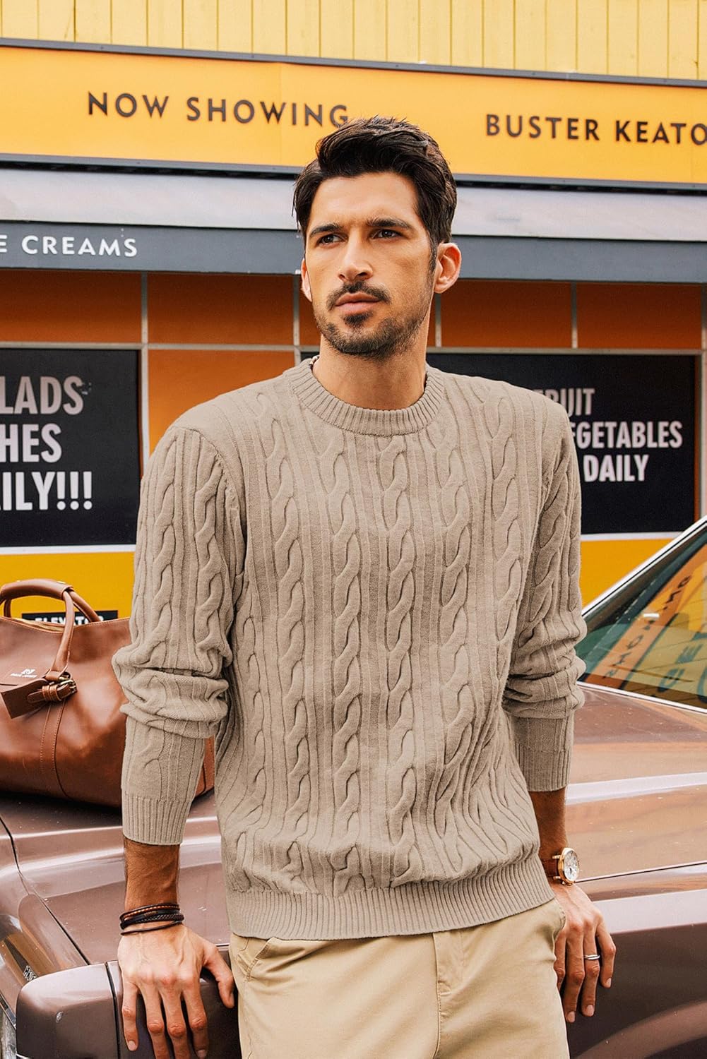 PJ PAUL JONES Mens Sweater Crewneck Cable Knit Pullover Sweater Casual Twist Textured Sweaters - Image 6