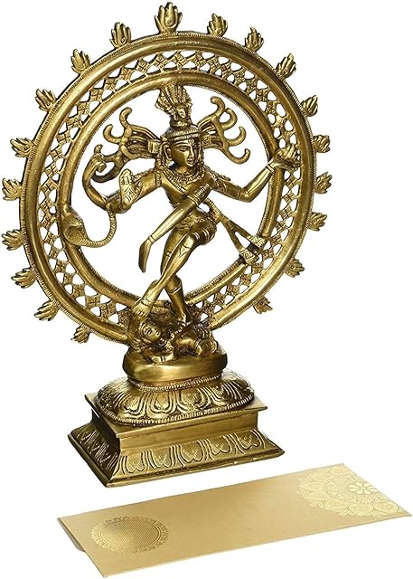 Hindu God Deity Shiva Dancing Nataraja Natraj Brass Statue Sculpture for Home Decor Temple Mandir 6"