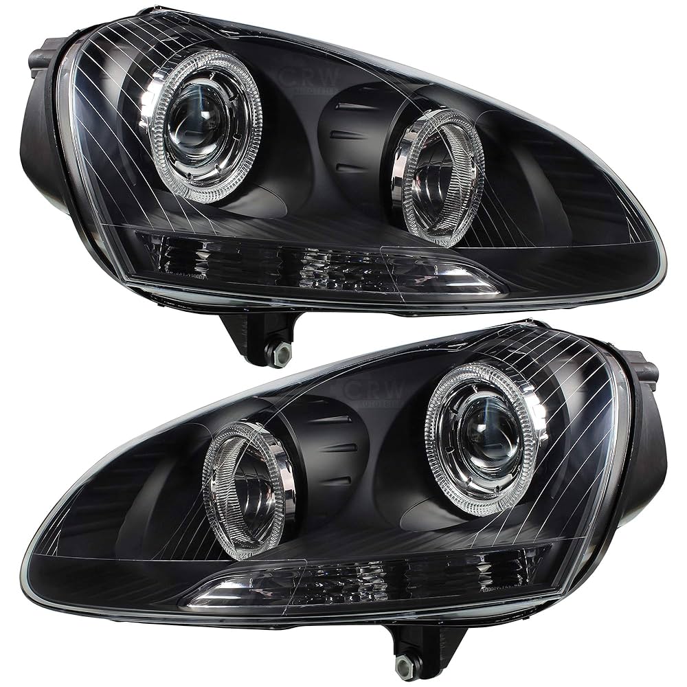 ゴルフ5 VW 1K 06-08年 ヘッドライト junyan /805 Set fari V 5 tipo 1K anno di costruzione 03-08 Angel Eyes