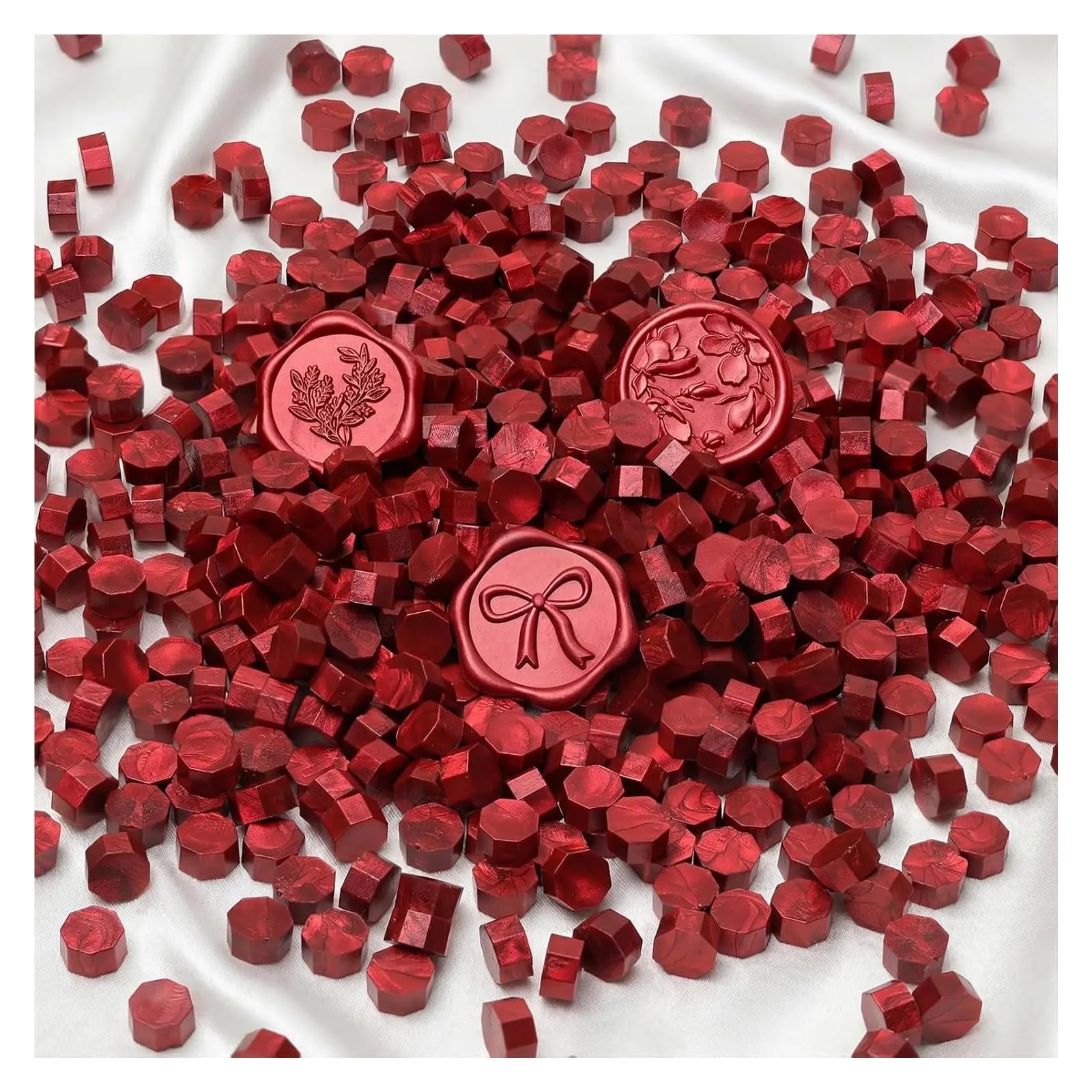 Siegelwachs 200–500 G Metallische Wachssiegelperlen | For Einladungen, Umschläge, Pakete(300g Flame Red)