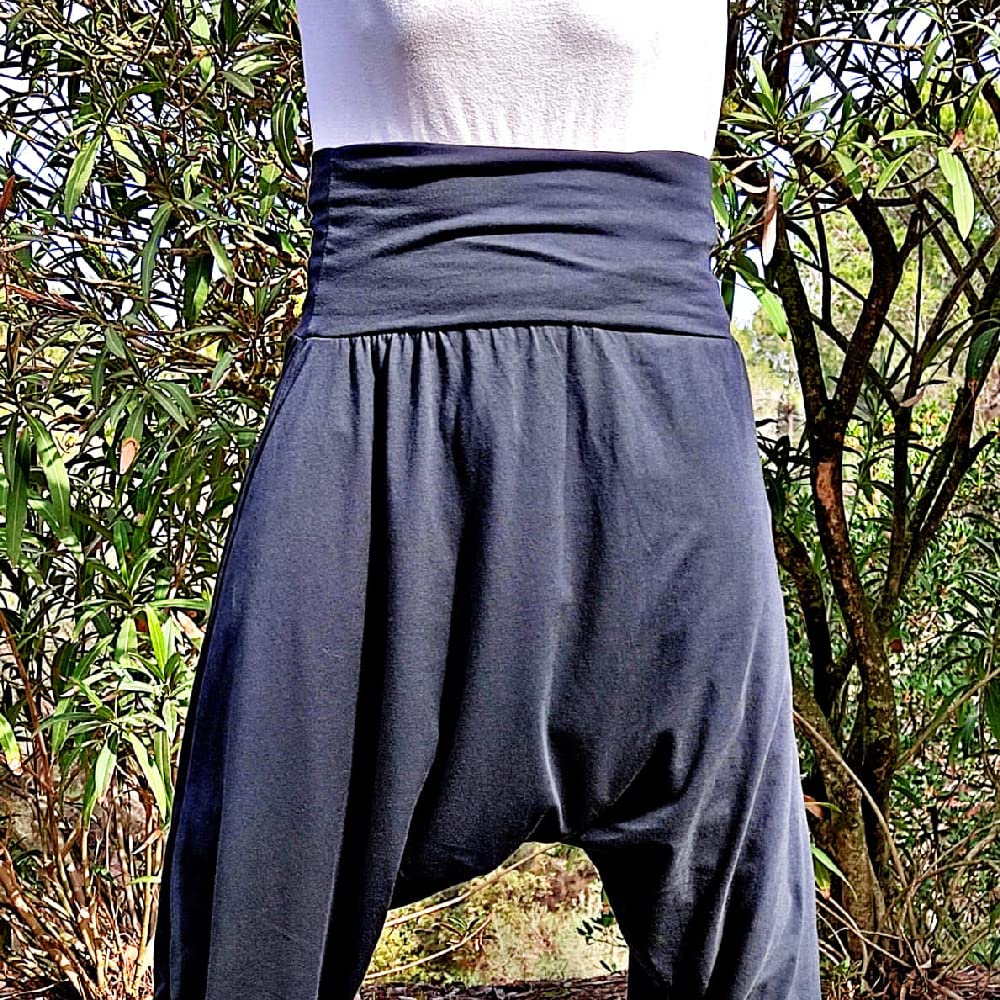 SAVARI | Pantaloni Harem senza tasche | Etnico | Confortevole | Pantaloni ideali per Yoga, Pilates e Danza | Uomini e donne | Nessun tiro basso e vita larga | Nero, Bianco, Grigio, Blu, Vino | S-3XL ·