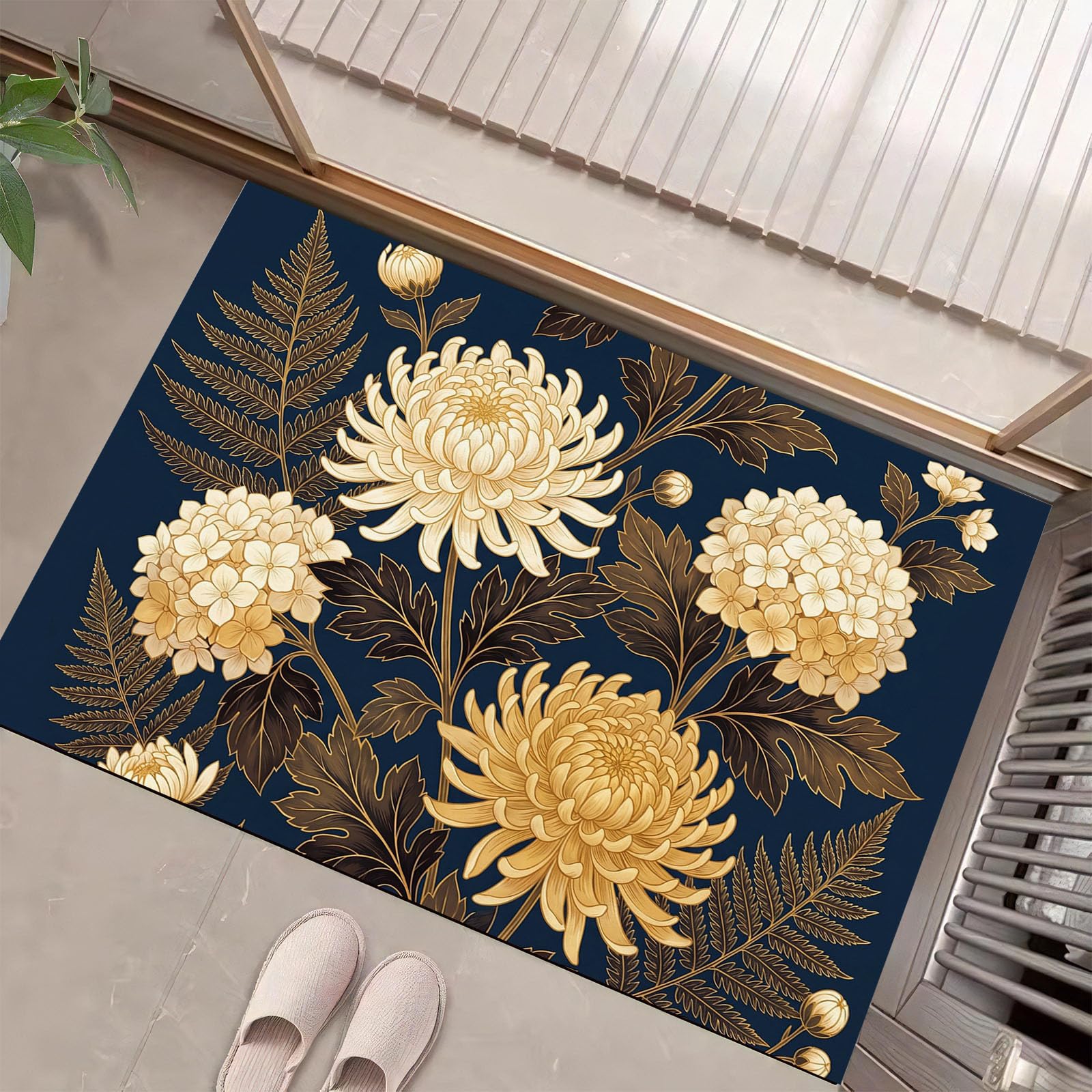 Dégradé Blanc-Orange Style Japonaispaillasson Durable Et Antidérapant Retient L’Eau Et Les Saletés Facile À Nettoyerpaillasson Interieur80X120 Cmtapis D'Entrée Antidérapant